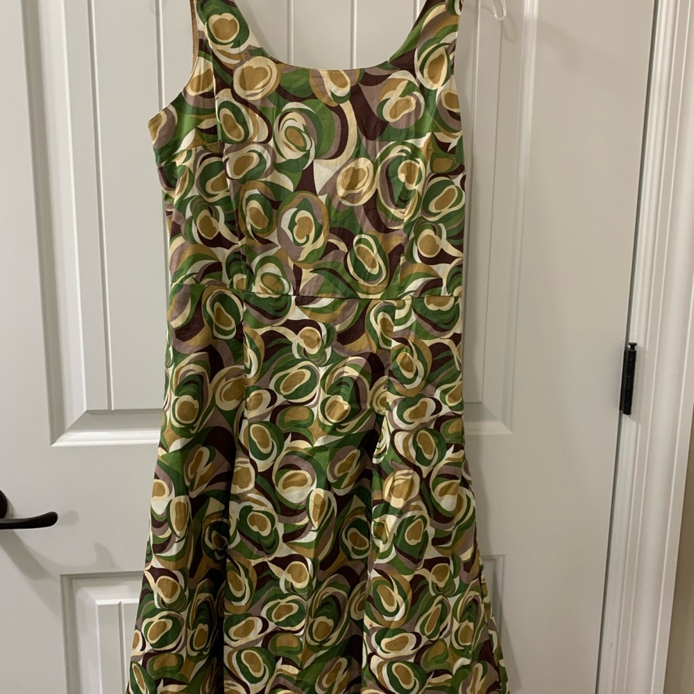 Petite Sophisticate 8P Sun Dress Sleeveless multi print green mauve ivory
